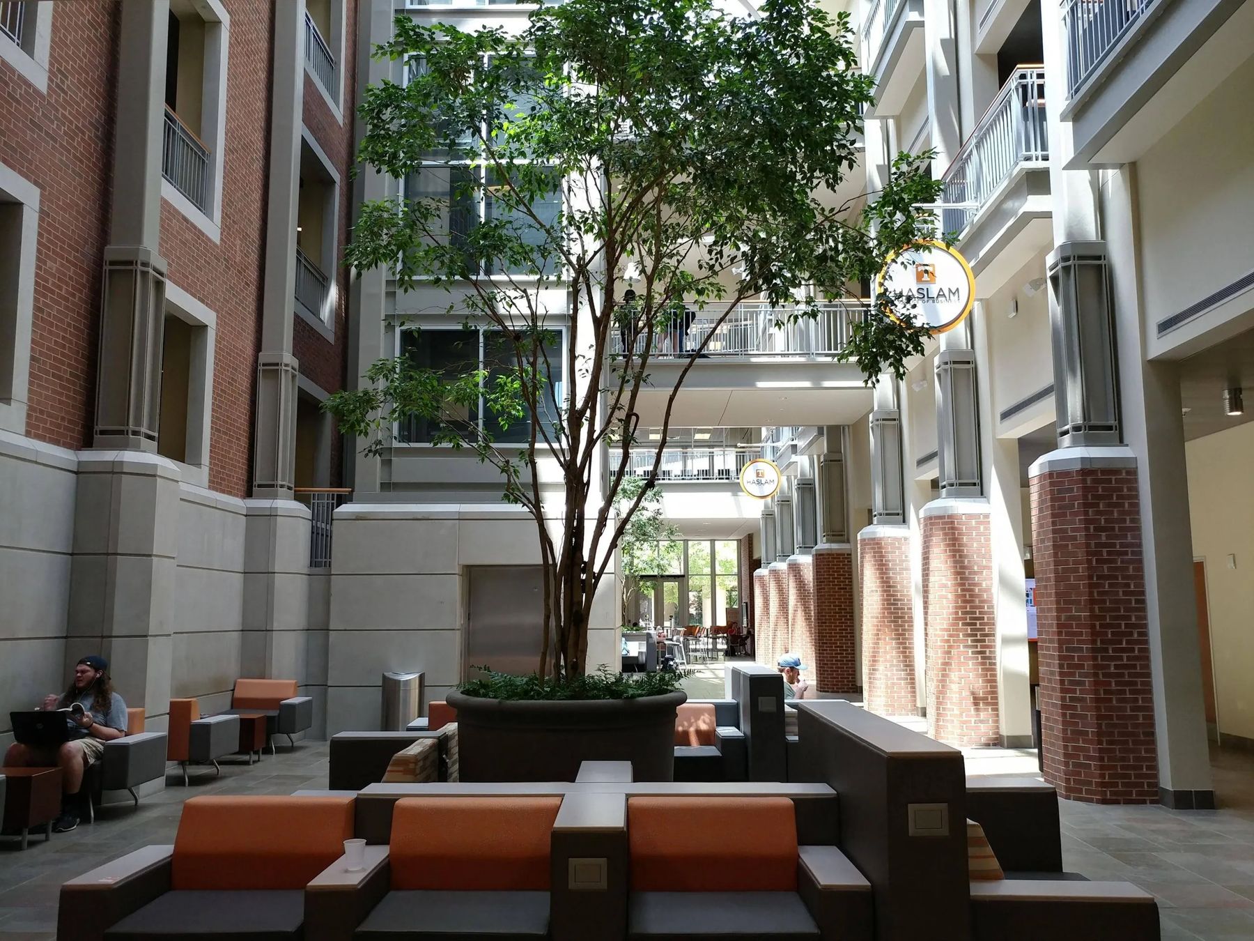 The atrium of the Haslam Business Building